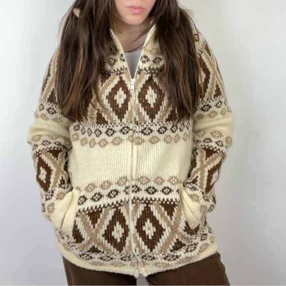 TUNDRA PATTERNED WOOL ZIP UP SWEATER - Picture 1 of 3